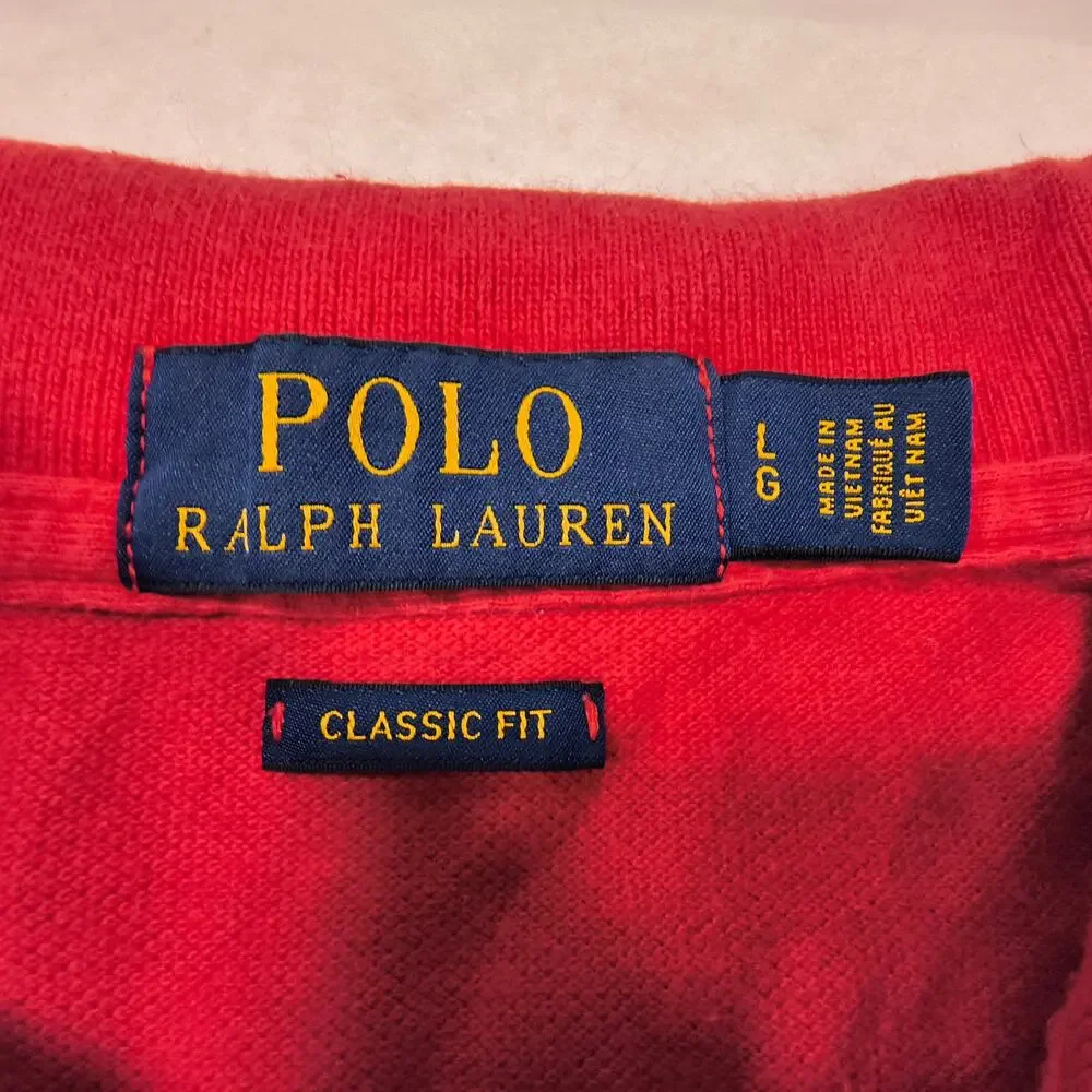 Polo Ralph Lauren Classic Fit Casual Collared Polo Shirt Mens Size Large L Red